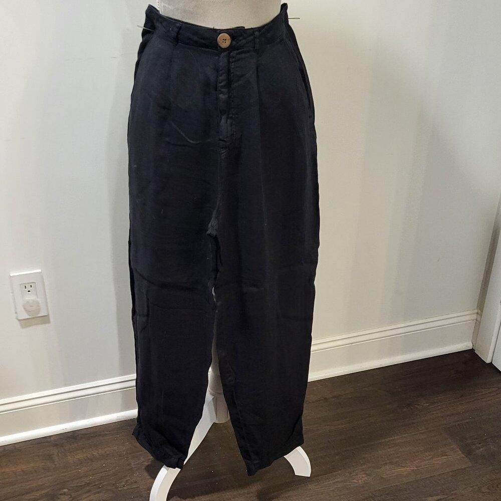 Zara USA, Black, 100% Linen, Size Small (like new) Wide Leg Pant